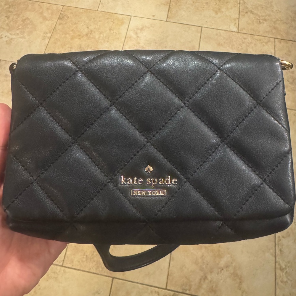 Kate Spade Black Quilted Wristlet Clutch